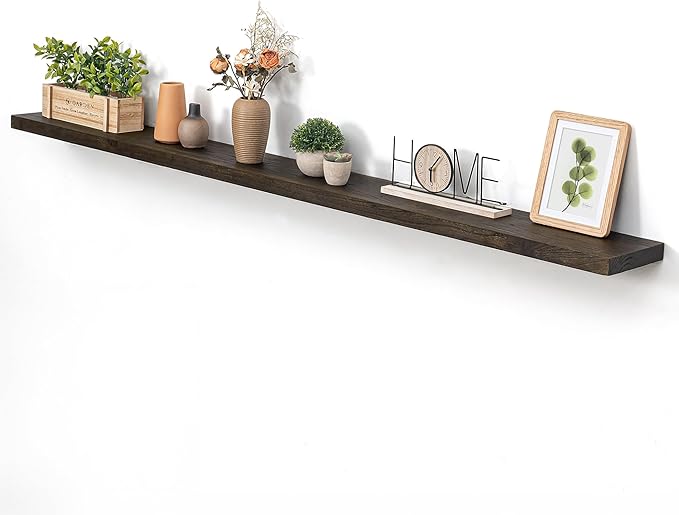 Dreamland 72 inch Floating Shelves for Wall Solid Elm Wood Wall Mounted Shelves|Rustic Long Floating Shelves with Invisible B