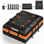 Truckiipa Car Rooftop Cargo Carrier Bag, 20 Cubic Feet Waterproof Roof Cargo Carrier Bag, Soft Shell Car Top Cargo Box for All Vehicles with/Without Racks, Anti-Slip Mat, Door Hooks, Luggage Lock