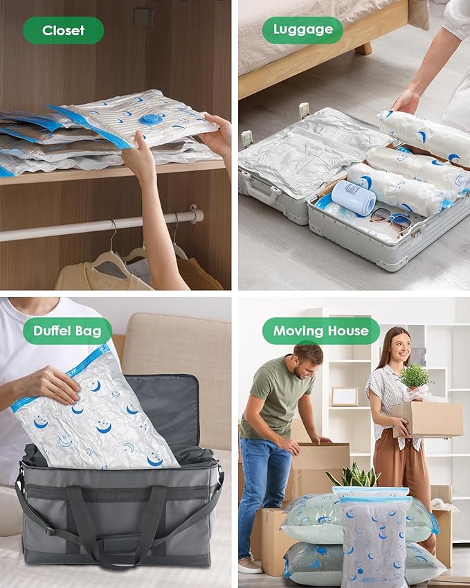 Travel Compression Bags, 25 Pack Vacuum Storage Bags with 1500mAh Rechargeable Battery, Vacuum Seal Bag for Space Saving Clot