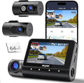 5K 3 Channel Dash Cam, 5G Wi-Fi Built-in GPS with 64GB Card, 4K+1080P+1080P Front and Rear Inside Triple Car Camera with 3'' 