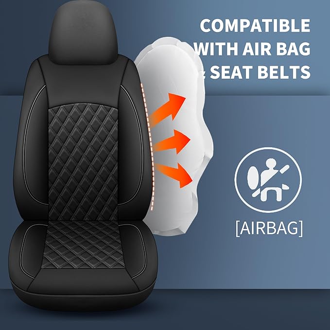 Car Seat Covers Full Set, Breathable and Waterproof Napa Leather Car Seat Cover, Interior Universal Fit for Cars, Sedans, SUV