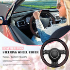 SuperKaKa Brown Car Steering Wheel Cover 2025, Universal Auto PU Cute Breathable Slip-Proof Comfort Imitation Leather Protect