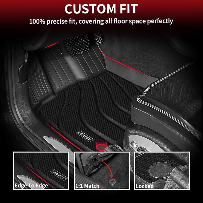 LASFIT Floor Mats for Porsche Macan 2014-2026 All Weather Floor Liner TPE Custom Fit Car Mats for Porsche Macan 1st & 2nd Row Rubber Mats, Black, Easy to Clean