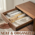 8 Pcs 6'' High Bamboo Drawer Dividers, Non-slip Deep Kitchen Dresser Drawer Organizer with Spring Loaded Adjustable Expandabl