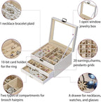 BOOVO Clear Lid Jewelry Box,3 Layers Jewelry Organizer Large Multi-Functional Jewelry Storage Box with 2 Drawers,Jewelry Disp