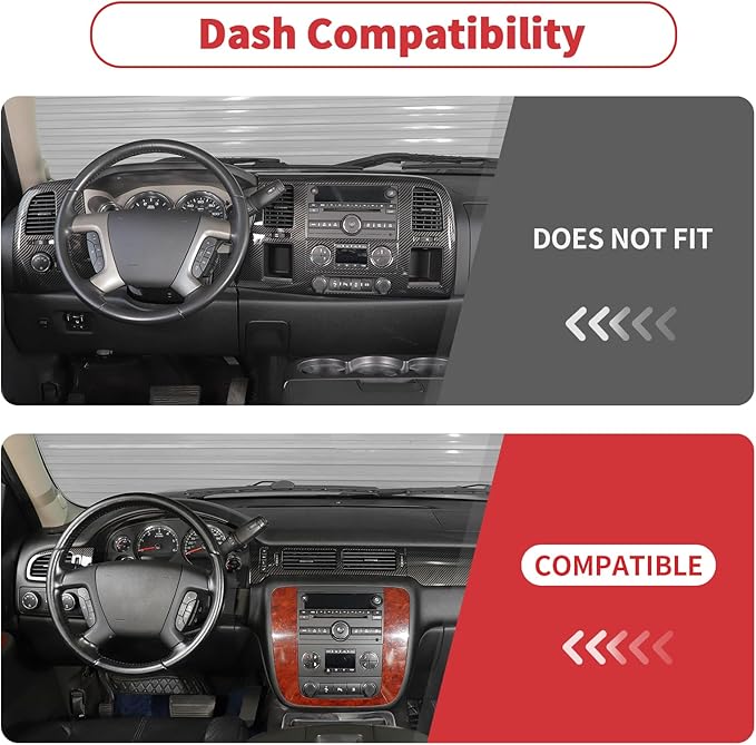 Linskip Driver's Cockpit Trim Kit Compatible with Avalanche/Suburban/Tahoe/Traverse/Silverado 1500 & Yukon/Sierra 2007-2013, Dash Trim Set, Interior Accessories Carbon Fiber