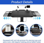 Large Car Steering Wheel Tray, Adjustable Back Seat Headrest Tray, Laptop Mount Steering Wheel Desk with Drawer, Car Tray Cup Slot and Tablet Slot with Phone Holder for Large SUV,Truck,Van