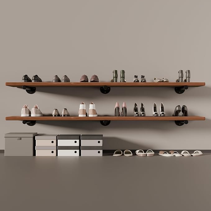 IEO Industrial Pipe Floating Shelves Shelving for Wall Shelf 60 inches Long 9.84" Extra Width Farmhouse Decor for Bedroom Kit