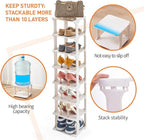5 Tiers Shoe Rack Organizer for Closet Shoe Holder Storage Narrow Plastic Vertical, Free Standing Shoe Rack Shelf for Entrywa