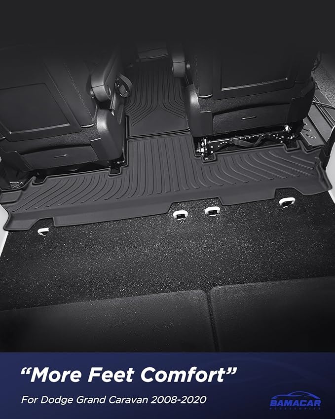 All Weather Floor Mats for Dodge Grand Caravan 2008-2021 Waterproof 7 Seats Anti-Slip Rubber Heavy Duty 3 Row Cargo Liner for Caravan SE/SXT/Crew Accessories 2019 2018 2017 2016 2015 2014 2013 2012