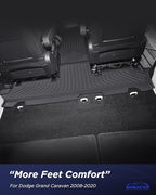 All Weather Floor Mats for Dodge Grand Caravan 2008-2021 Waterproof 7 Seats Anti-Slip Rubber Heavy Duty 3 Row Cargo Liner for Caravan SE/SXT/Crew Accessories 2019 2018 2017 2016 2015 2014 2013 2012