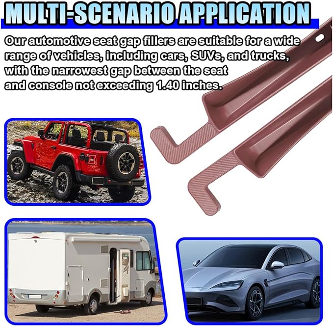 2PCS Car Seat Gap Filler Organizer, No-Drop Seat Gap Storage Box Inserts with Phone Holder, Storage Plug Stopper Fill Gap Between Seat and Console, Universal Car Accessories for SUV Truck (Brown)