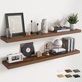 55 Inch Floating Shelves for Wall Set of 2, 8"D Wood Grain Bathroom Shelves with Invisible Brackets, Easy Install Engineered 