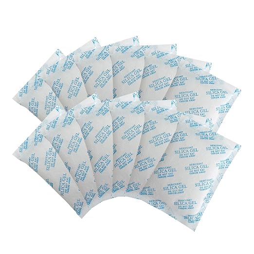 50 Gram 10 Packs Silica Gel Packets - Desiccant Packs for Storage, Food Safe Desiccant for Safes Moisture Control for Foods, 