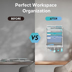 5 Tier Wall File Organizer - Hanging File Organizer with 5 Hooks, Mail Holder Wall Mounted for Papers, Folders, Magazines, Bi