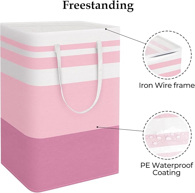StorageRight Large Collapsible Laundry Basket Hamper with Easy Carry Handles，Freestanding Clothes Hampers for Laundry, Bedroo
