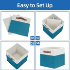 Temary Storage Cube Bins 11 Cube Storage Bins Storage Baskets for Closet, Shelves 4 Pack Fabric Organizer Bins with Leather H