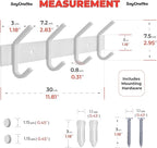 White Coat Rack Wall Mount – 12 Inch Stainless Steel Hook Rail with 4 Heavy Duty Double Coat Hooks – Wall Mounted Coat Hanger