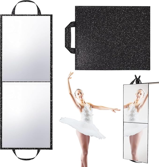 Foldable Full Length Mirror, Hanging Wall Mirror Portable Travel Mirror with Handle for Dance Home Bedroom Wardrobe Stage Mak