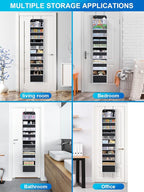 Over the Door Organizer Storage - 5 Tier Hanging Storage shelves Door Organizer with Pockets, Anti Tilt 44 lb Load Behind Doo