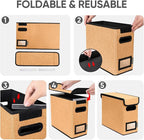 BALEINE File Organizer Box with Lid, Collapsible File Folder Organizer with Plastic Slide, Hanging File Folder Box for Office