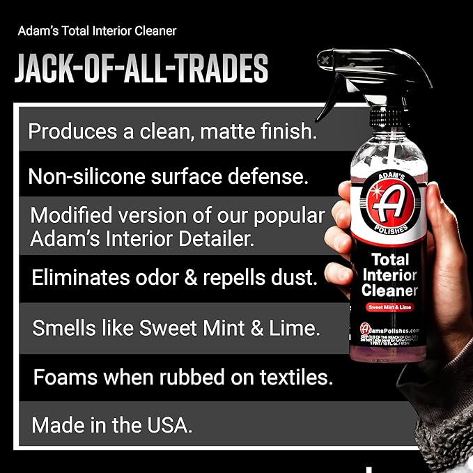 Adam's Polishes Total Interior Cleaner & Protectant, Quick Detailer & SiO2 Protection, Ceramic Infused, Anti-Static, OEM Fini