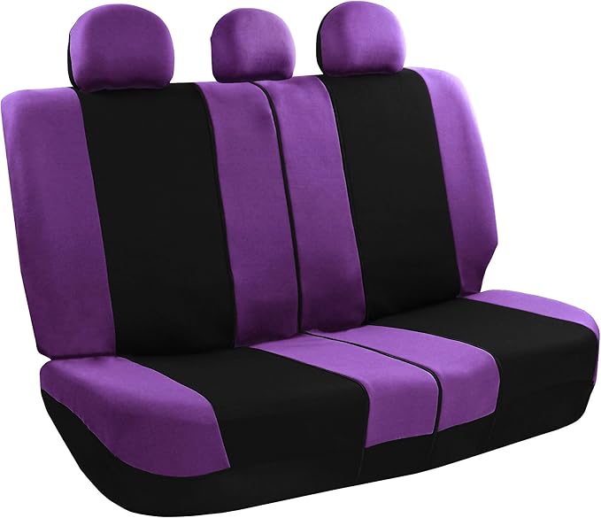 FH Group Car Seat Covers Rear Set Cloth - Universal Fit Automotive Seat Covers, Low Back Front Seat Covers, Solid Back Seat C