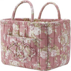 Boho Fabric Storage Basket, Large Capacity Laundry Basket, 12.2'' x 10.23'' x 10.23'' Collapsible Laundry Hamper with Easy Ca