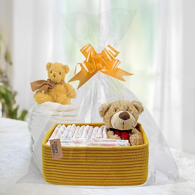 COMFY-HOMI 13" x 8.5" x 5.1" Storage Baskets for Organizing | Cotton Rope Woven Basket | Toy Storage Bin Box | Basket for She