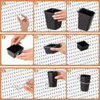 Jinei 12 Pcs Pegboard Bins and Cups with Hooks and Loops Peg Assortment Organizer Accessories Various Tool Organizer Pegboard