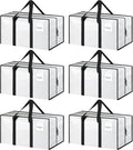 6 Pack Extra Heavy Duty Large Moving Bags with Strong Zipper & Comfortable Handles, Sturdy & Durable Clothes Storage Bags Tot