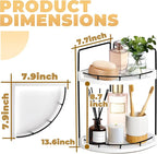 2 Tier Bathroom Counter Organizer, Bathroom Counter Tray and Vanity Organizer, Wood Corner Countertop for Kitchen, Dresser (W
