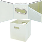 Black Fabric Cubby Storage Bins,13x13x13 Inches,Cube Organizer Bin Foldable Storage Boxes with Dual Handles Fabric Organizer 