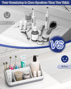 Bathroom Counter Organizer and Storage, 7 Slots Detachable Toothbrush Holders for Bathrooms, Anti-Slip Electric Toothbrush an