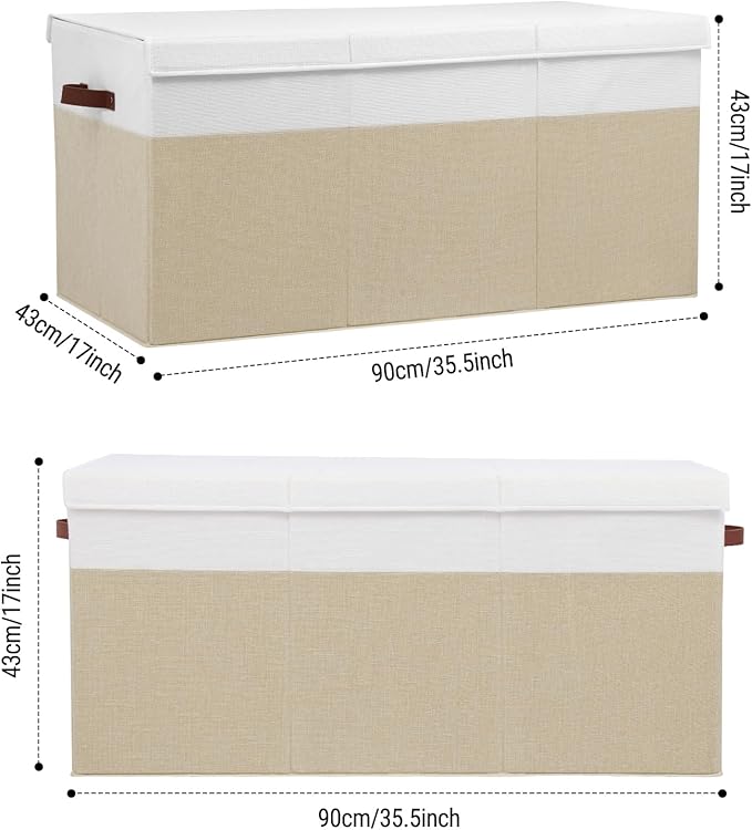 Gowee Extra Large Toy Storage Box with Lid, Sturdy Toys Storage Chest Bin Organizer Basket with Dividers for Kids, Boys, Girl