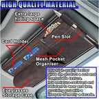 Car Sun Visor Organizer, Leather Multi-Pocket Glasses Card Holder with Zipper, Waterproof Scratch-Resistant Sunshade Storage Bag, Universal Auto Interior Accessory for Car/Truck/SUV (Brown)