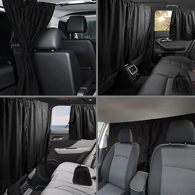 Car Privacy Curtain Universal Car Divider Curtain Between Rear Seat Auto Blackout Curtains Cars Sun Shades Side Window Shades Kit for Travel Camping Nap Sleeping(B)