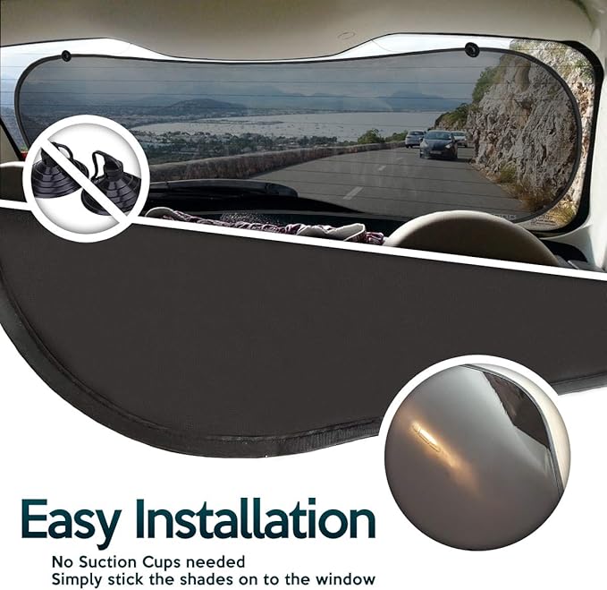 Zone Tech Rear Sun Stop Sunshade -Cling Window Cover, Sunlight, Glare and UV Rays Blocker, Protection Car Accessory