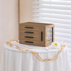 HOOBRO Jewelry Box for Women, Wooden Jewelry Organizer with Transparent Window, 4-Layer Jewelry Organizer Box, Jewelry Holder