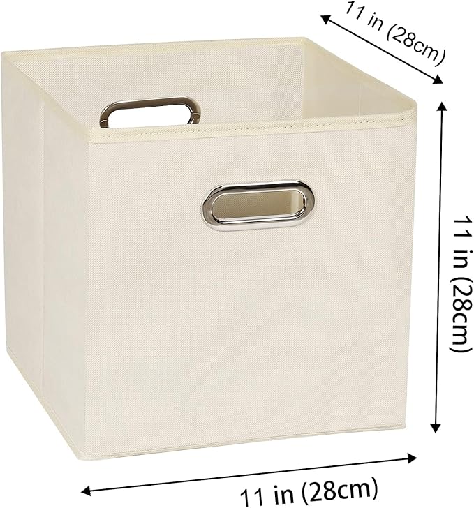 Fabric storage bins Cubes, Fabric Cube Organizer with Handle, Foldable Cube Bins for Cloth or Accessary Storage, 11x11x11, Se