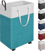 HomeHacks 90L Large Rolling Laundry Basket, Laundry Hamper with 4 Smooth Wheels, Collapsible Waterproof Clothes Basket, Frees