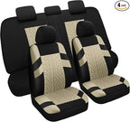 Pariitadin Car Seat Covers Full Set, Washable and Breathable Premium Cloth Automotive Vehicle Seat Cover for Car Interior, Un