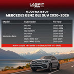 LASFIT Floor Mats & Cargo Mat for Mercedes Benz GLE SUV 2020-2026 350/450/ 53 AMG (Not Fit Coupe; Fit 5 Seats), All Weather TPE Anti-Slip Car Mats Custom Fit for GLE 1st & 2nd Row Set & Trunk Mat