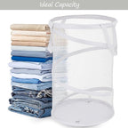 BATTOO Collapsible Laundry Basket Foldable Mesh Pop Up Hamper with Handles for Laundry Room, Bathroom, Kids Room, College Dor