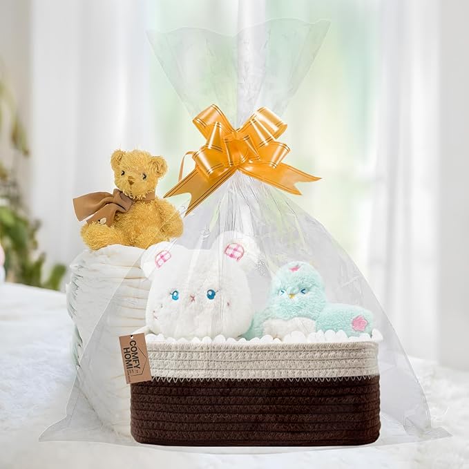 COMFY HOMI 11.5"x7.5"x4.7" Storage Baskets for Organizing | Cotton Rope Woven Basket | Toy Storage Bin Box | Basket for Shelv
