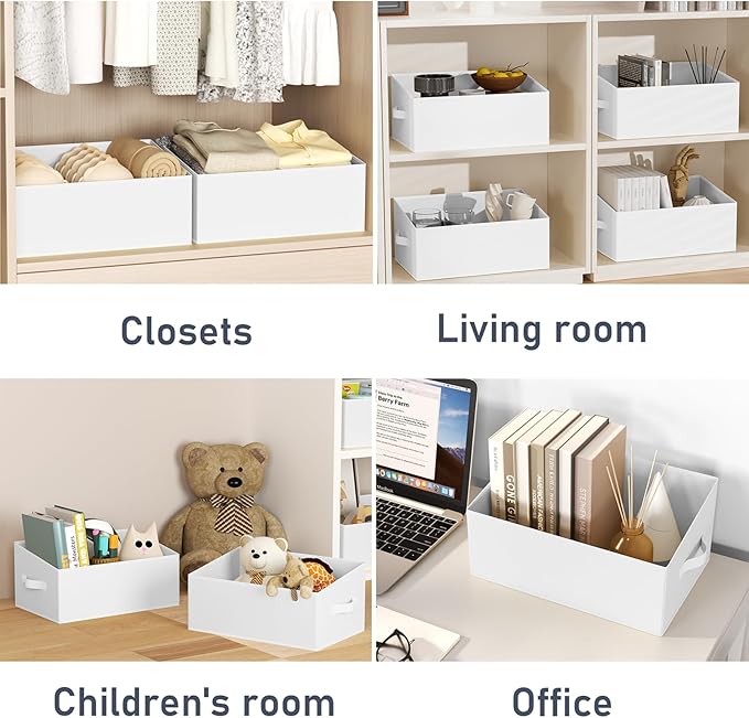 DIMJ Closet Storage Bins 8 Pack - Fabric Storage Baskets for Shelves, Large Clothes Organizers with Handles, Trapezoid Shelf 