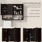 Medicine Cabinet, Wooden Bathroom Wall Cabinet with 2 Doors, Adjustable Shelves & Towel Bar, Over Toilet Storage Cabinet Wall
