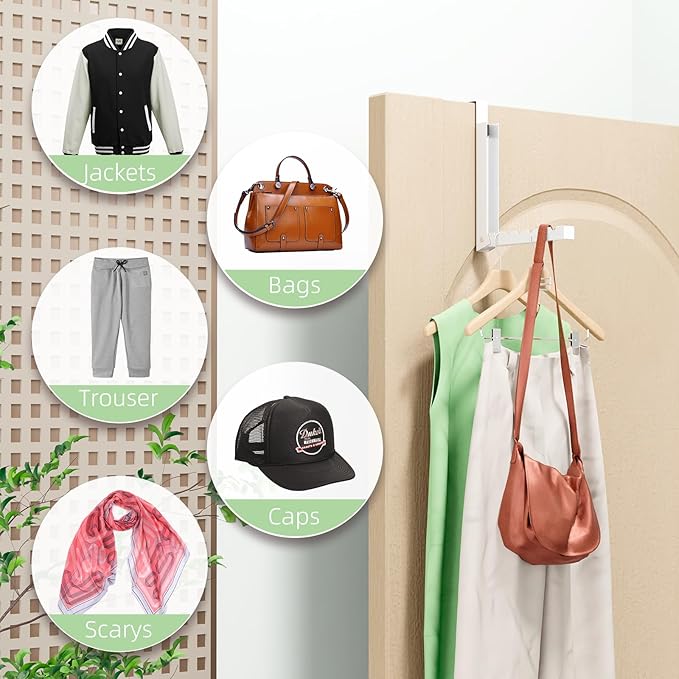 BAKON Over The Door Hanger Folding Clothes Drying Rack, Folding Hanging Coat Rack for Indoor Laundry Room Compact Small Space
