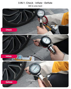 ATsafepro Tire Inflator with Gauge, 10-160 PSI, 12-Inch Extended Straight Air Chuck with Pressure Gauge for Dual Wheels, 1/4 NFT & Quick Plug, Tire Pressure Checker for Trucks, RVs, Trailers