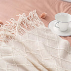 BATTILO HOME Cream Throw Blanket for Couch, Boho Bedroom Decor Throws, Decorative White Throw for Sofa Living Room, 50"x60"